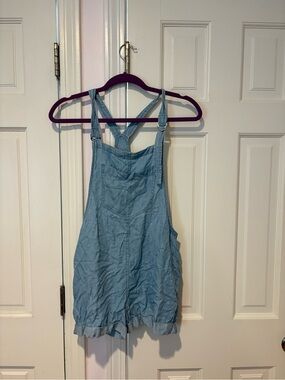 aerie Light Blue Denim Overalls Romper